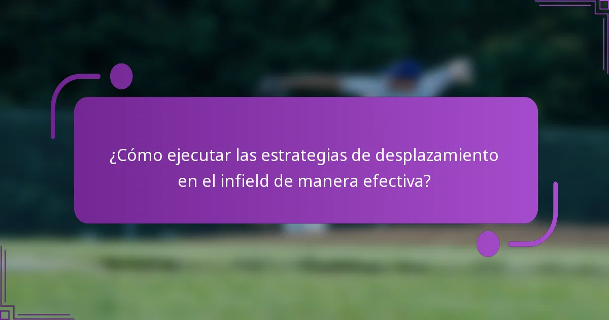 ¿Cómo ejecutar las estrategias de desplazamiento en el infield de manera efectiva?