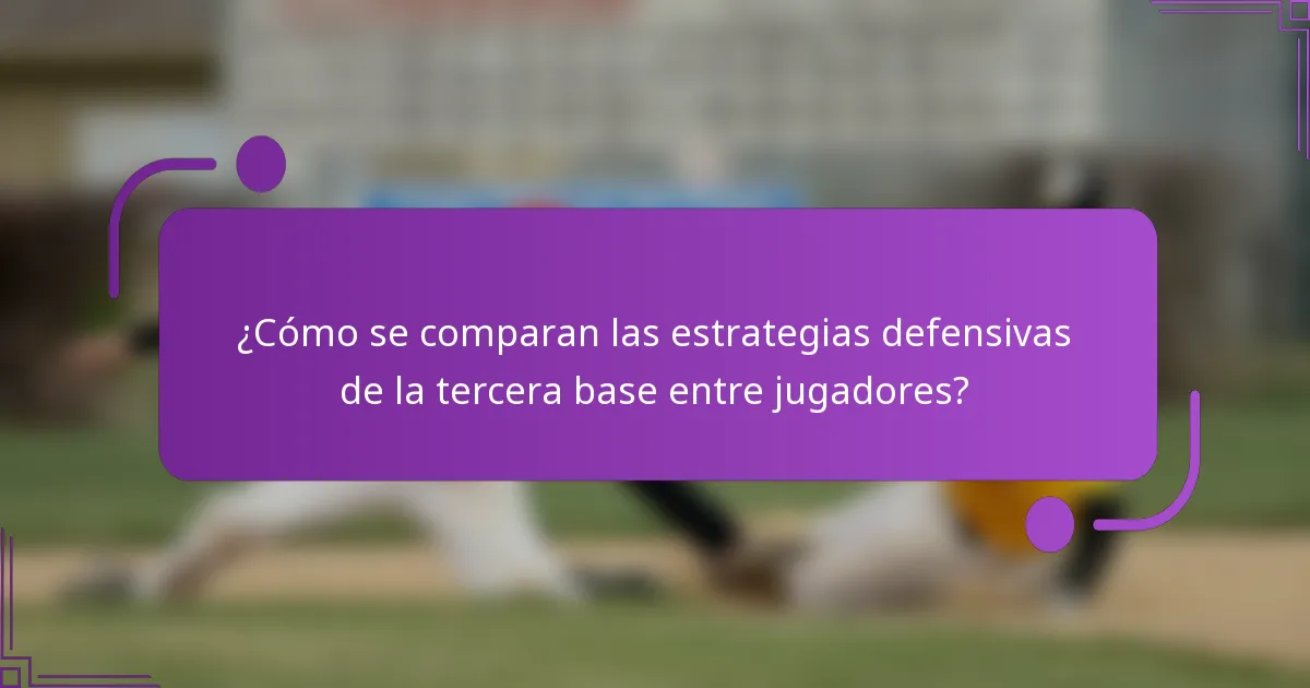 ¿Cómo se comparan las estrategias defensivas de la tercera base entre jugadores?