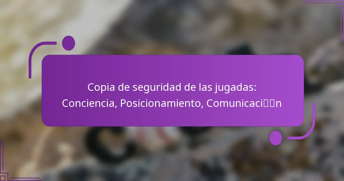 Copia de seguridad de las jugadas: Conciencia, Posicionamiento, Comunicación