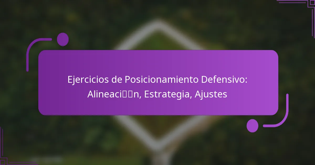 Ejercicios de Posicionamiento Defensivo: Alineación, Estrategia, Ajustes