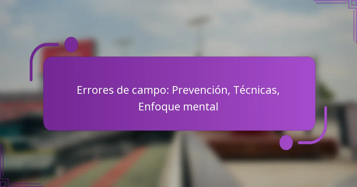 Errores de campo: Prevención, Técnicas, Enfoque mental