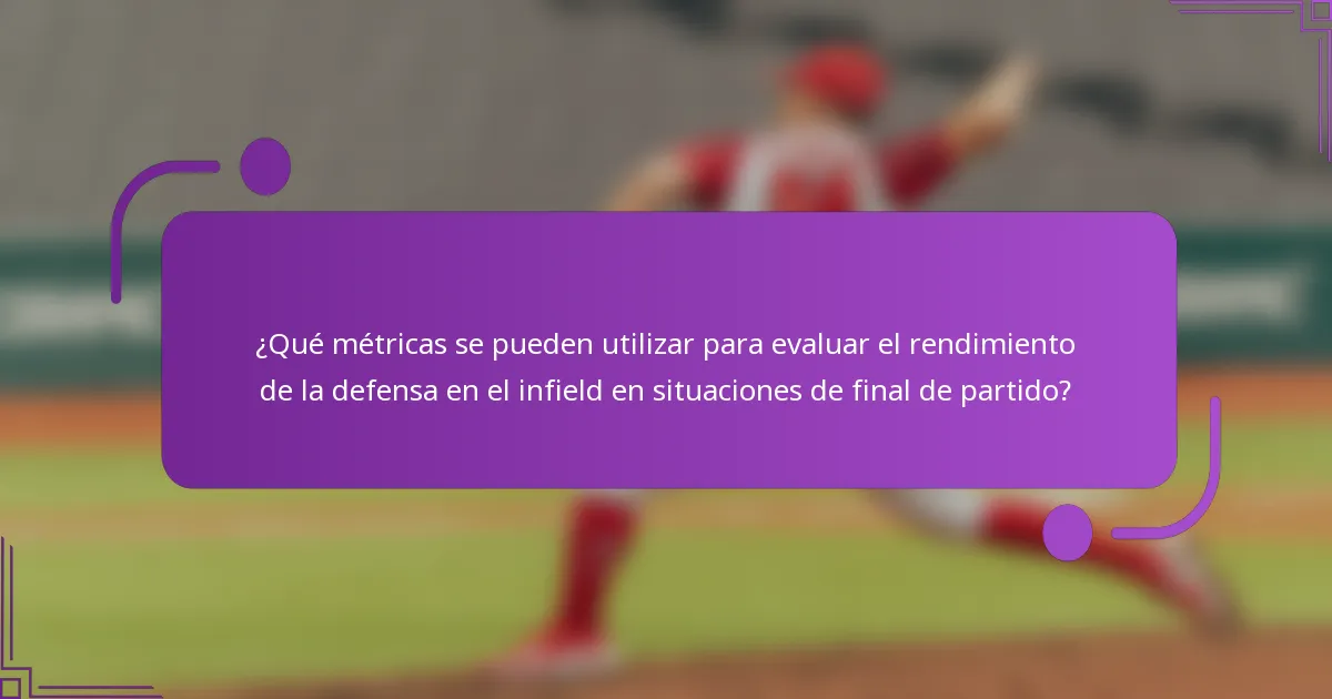 ¿Qué métricas se pueden utilizar para evaluar el rendimiento de la defensa en el infield en situaciones de final de partido?