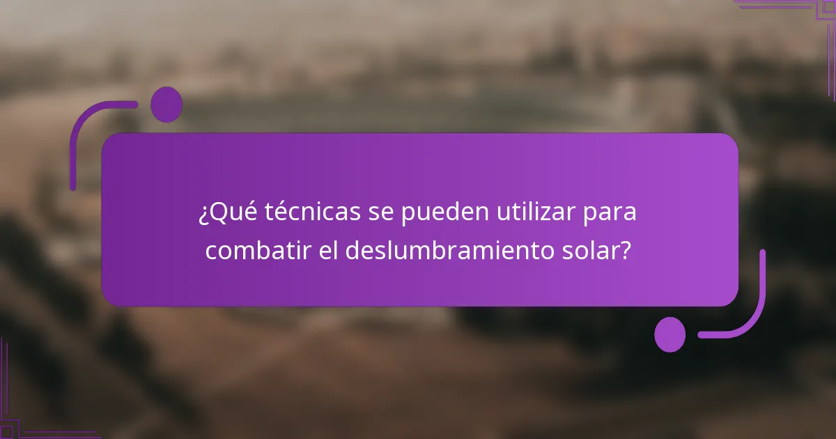 ¿Qué técnicas se pueden utilizar para combatir el deslumbramiento solar?
